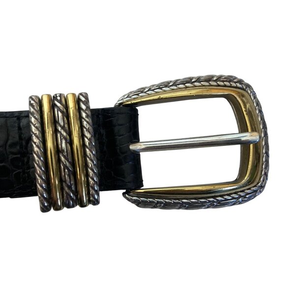 Vintage Brighton Classics Black Croc Embossed Leather Belt Womens Small 28 - Picture 2 of 10